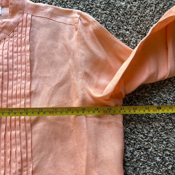 Vintage Chadwicks 100% Linen Peachy Pink Button Down Blouse Women 14 Cottagecore - Picture 5 of 6
